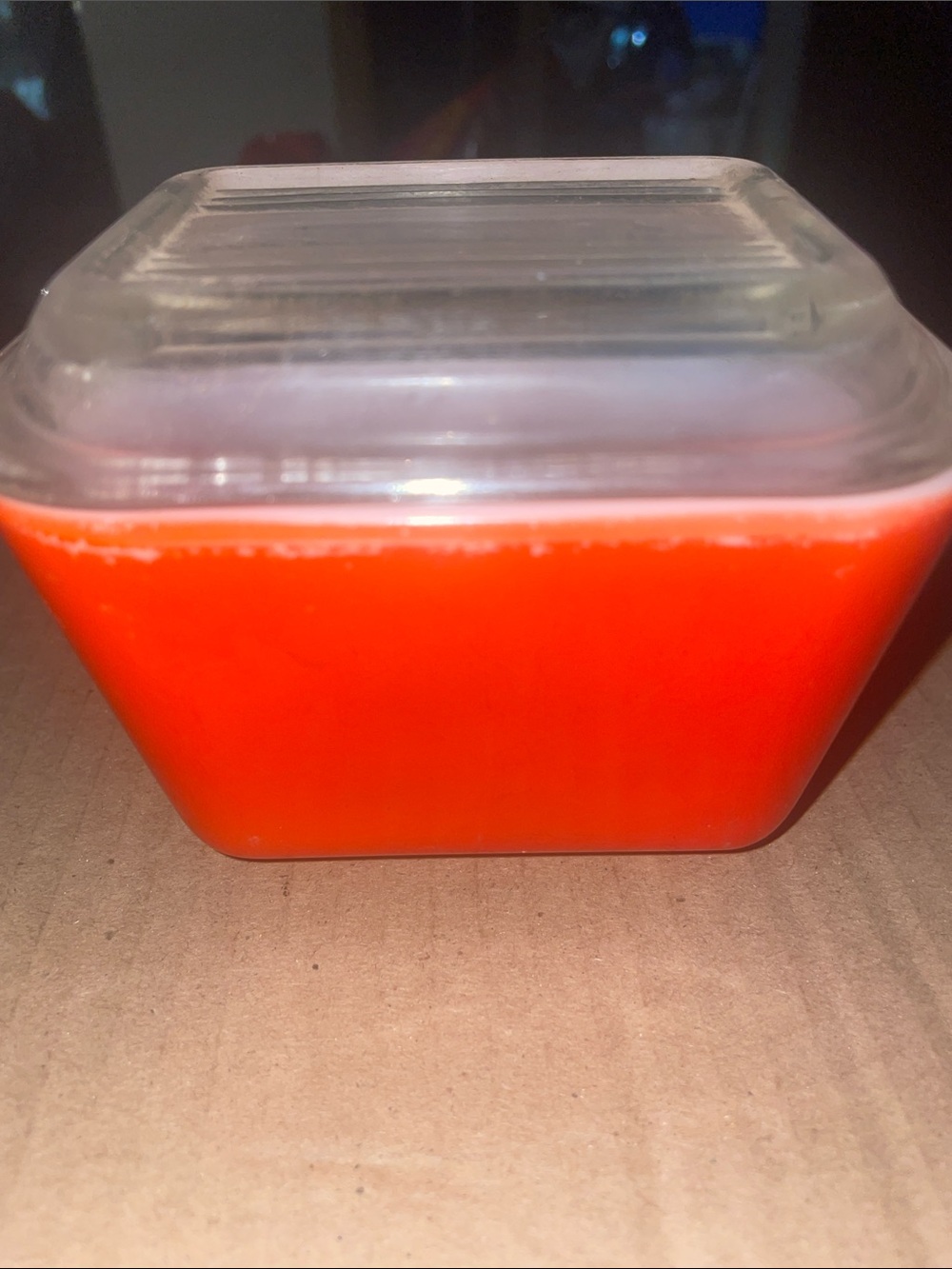Bright Orange PYREX small Storage Container with Clear Lid